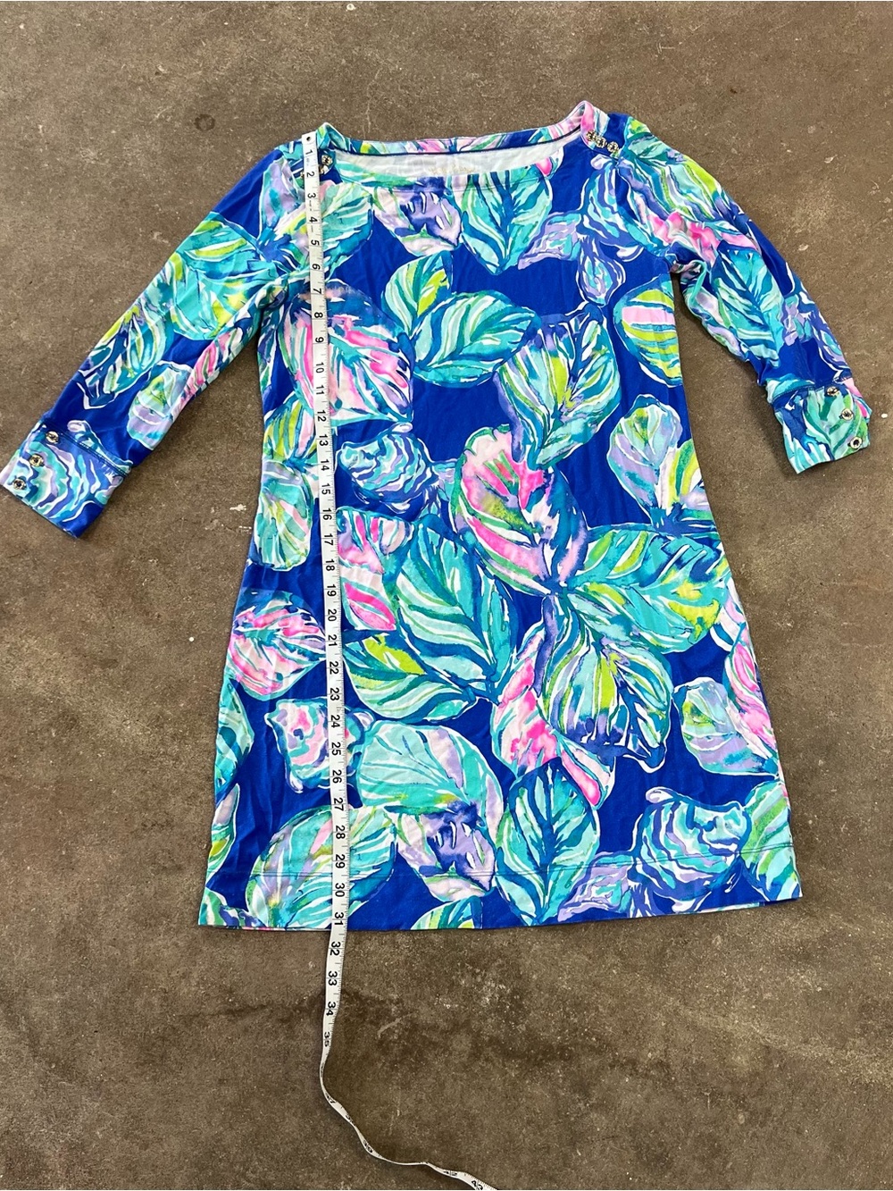 Lilly Pulitzer Vibrant Blue Tropical Leaf Shift Mini Short Casual Dress
